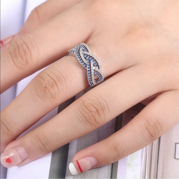 New 925 Silver Infinity Love Sapphire Lovely Ring - Picture 4 of 4